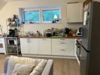 Moderne Wohnküche mit Sofa