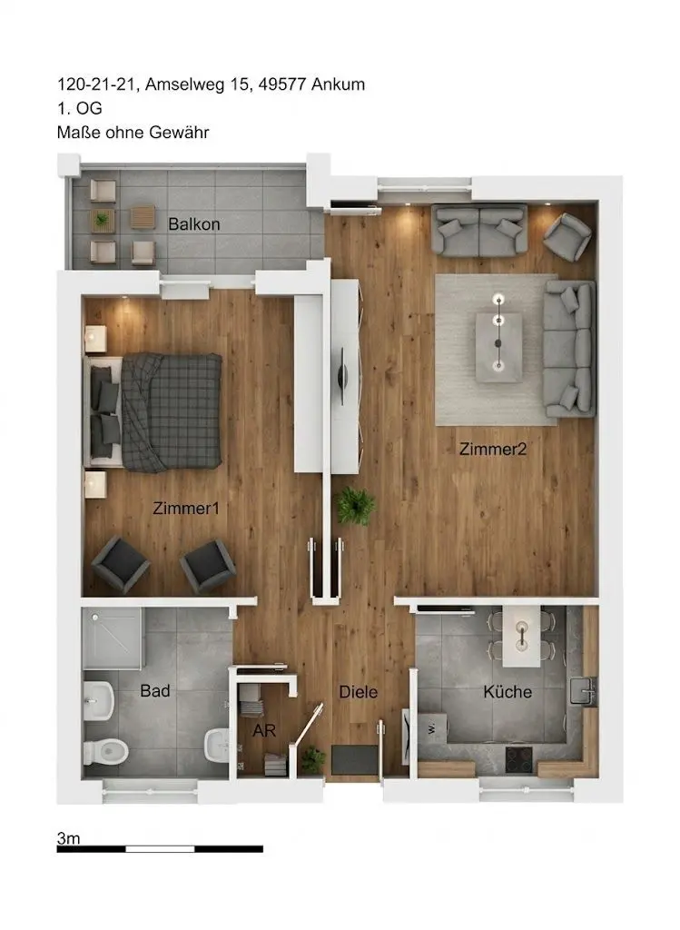 Grundriss Wohnung 1. OG